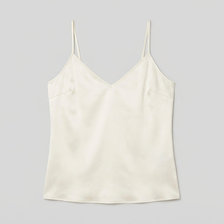 Image 1 of Ivory Silk-Satin V-Neck Camisole