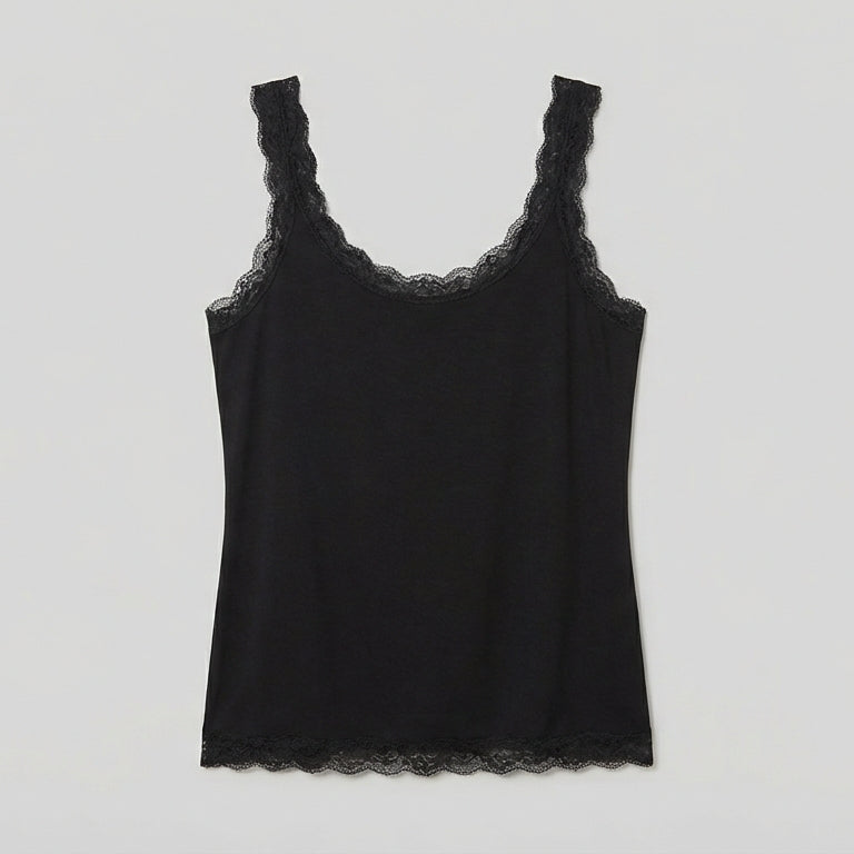 Image 1 of Black Lace-Trimmed Camisole