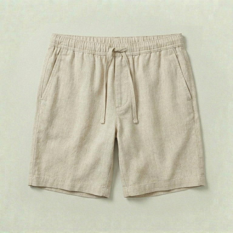 Image 1 of Oatmeal Linen Drawstring Shorts