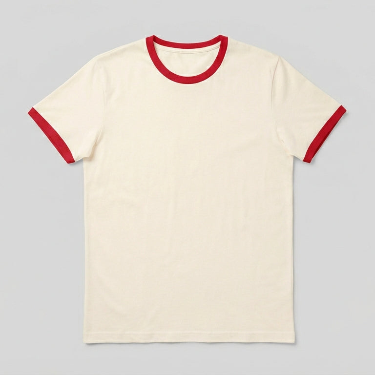 Image 1 of Cream Ringer Tee with Red Trim