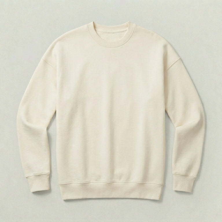 Image 1 of Cream Oversized Drop-Shoulder Sweatshirt